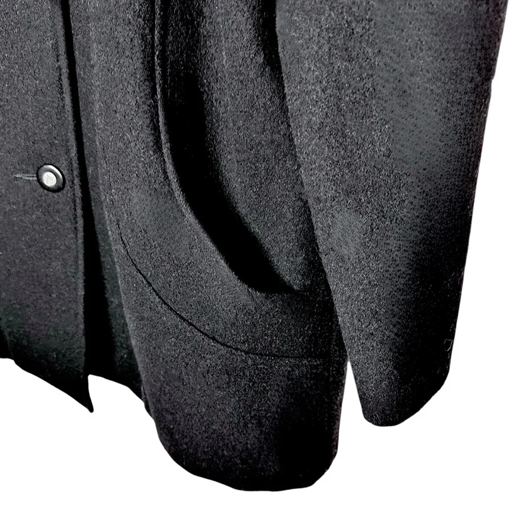 VINTAGE 100% Wool Mid-Length Coat Black Women's Sz XL Donny Brook Made In Russia